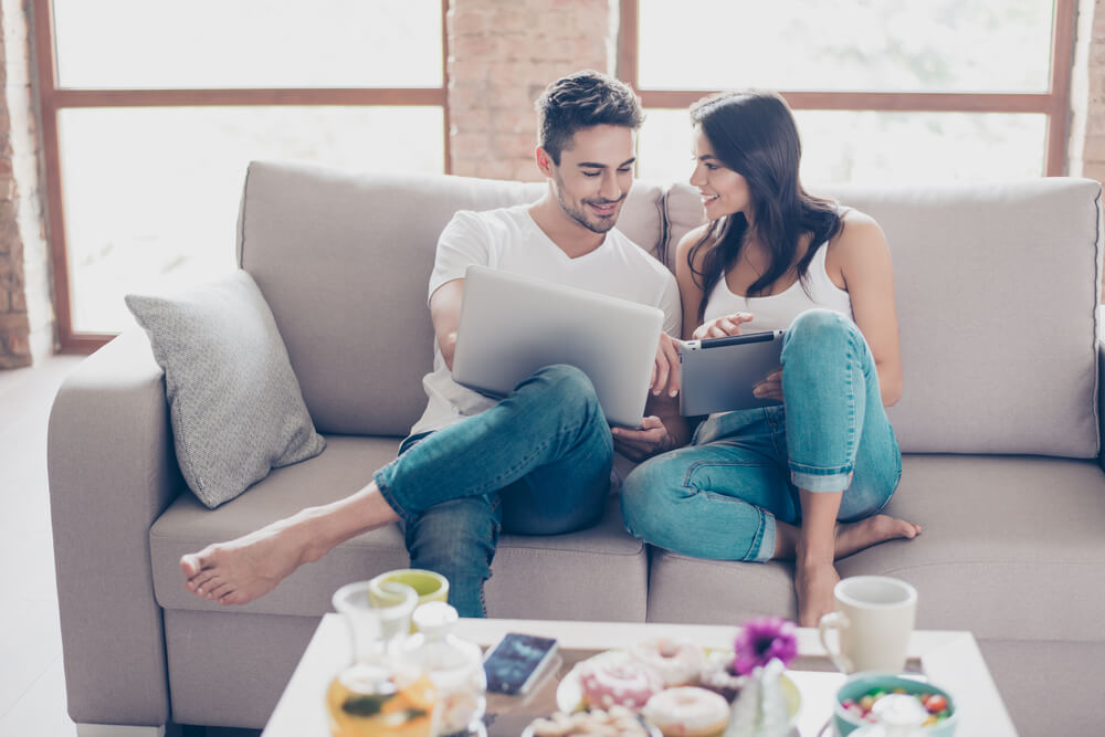 Young couple talking together