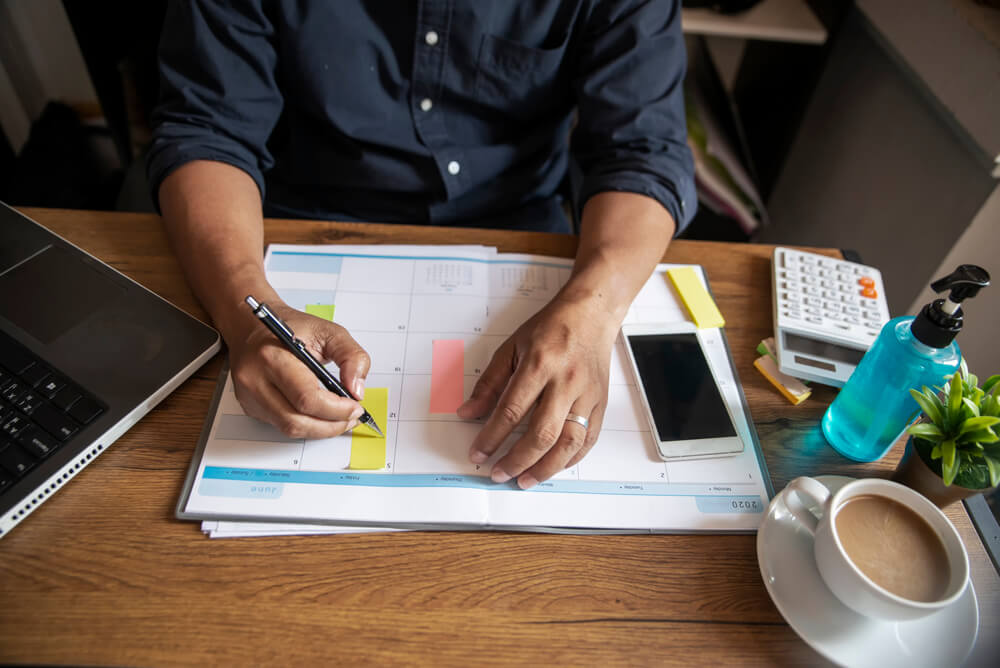 Man making a schedule