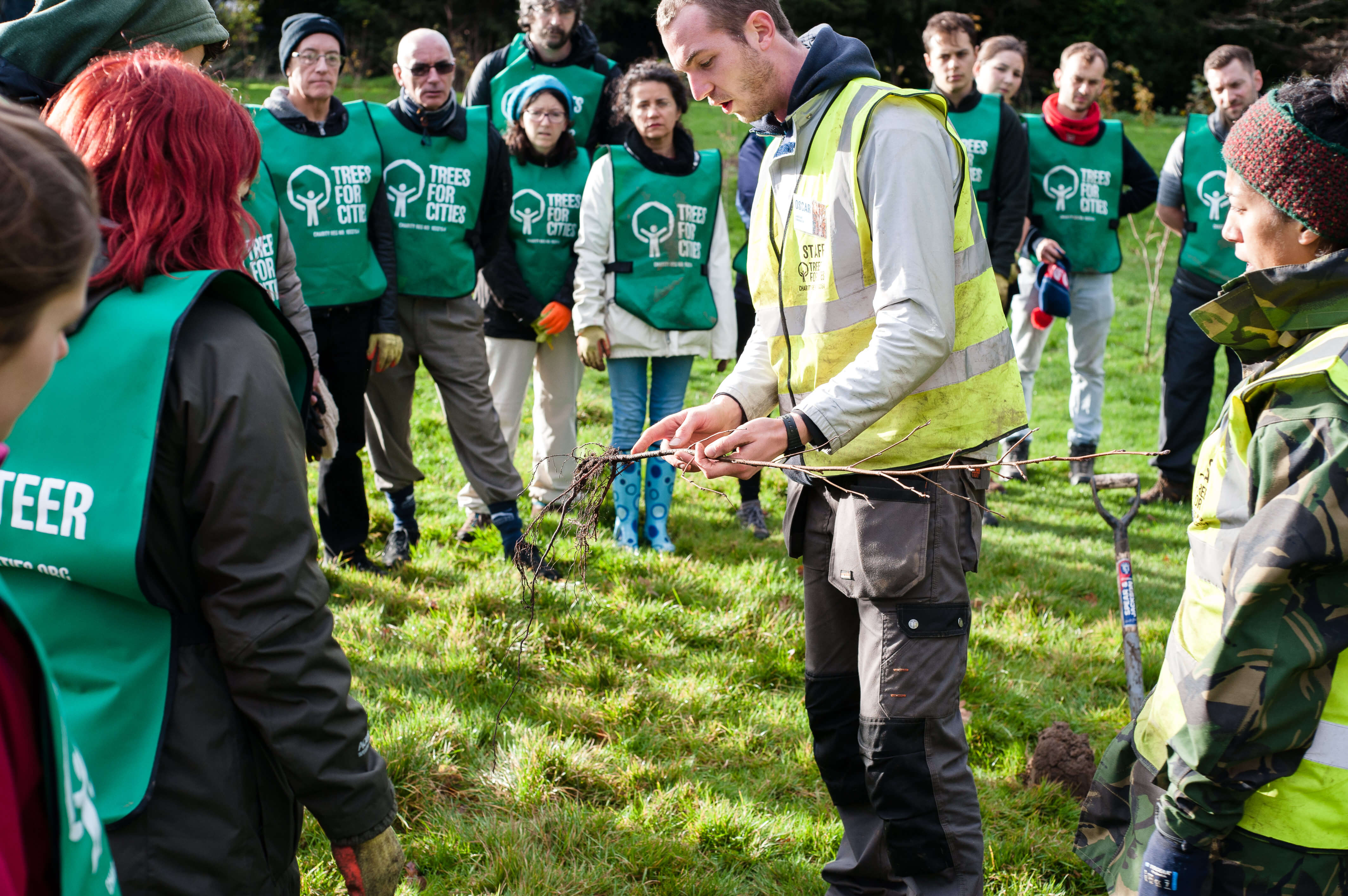 Trees for cities volunteers standing in a circle